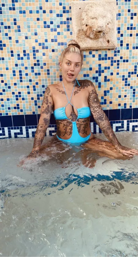 Just having some fun in the hot tub head over to my of to see more by tattedqueencat