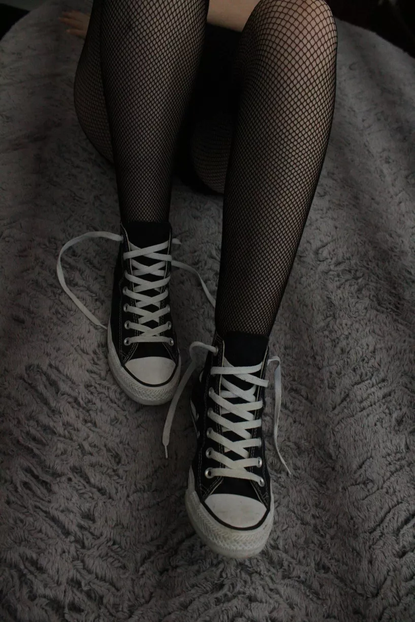 Just my chucks and fishnets 🥰 posted by littleshark001