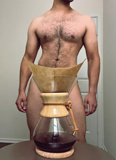 Just showing off my pourover, try not to look at my hairy torso 😁 by TurnipEater