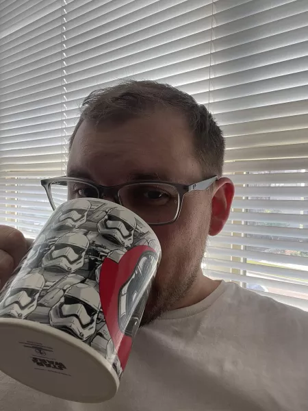 Just some morning coffee, disheveled hair, and Star Wars 🤓 by swarkie_