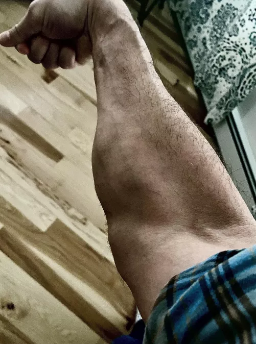 Just started training forearms hard, so it’s not much. Hoping to be as impressive as some of the others on here soon! 💪 by eric_the_redditor