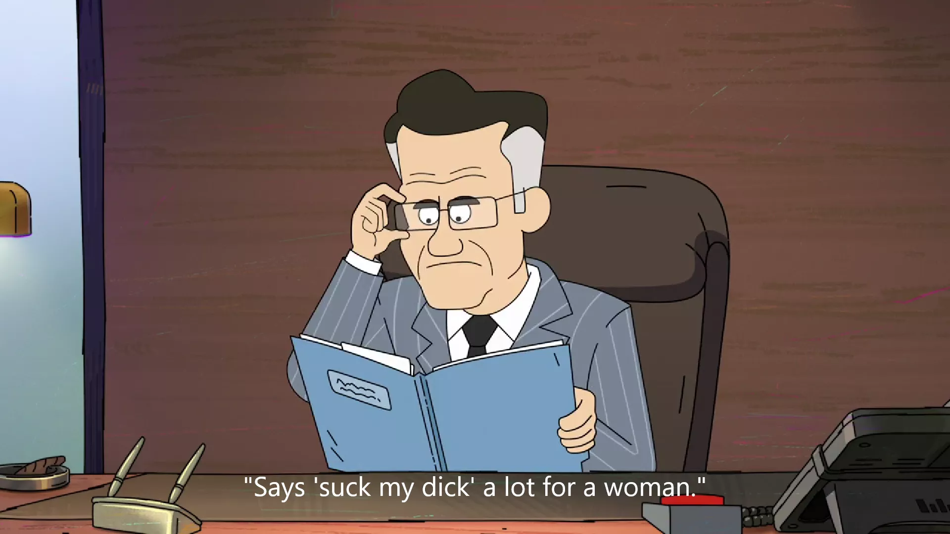 Just started watching Inside Job, this quote about the protagonist might be interpreted in some... very interesting ways. posted by Ulmicola