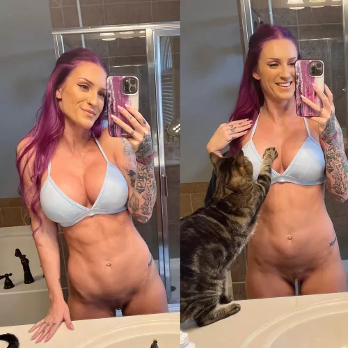 Just trying to take nudes for Reddit but my cat is a perv 😆 by fitcouple1188