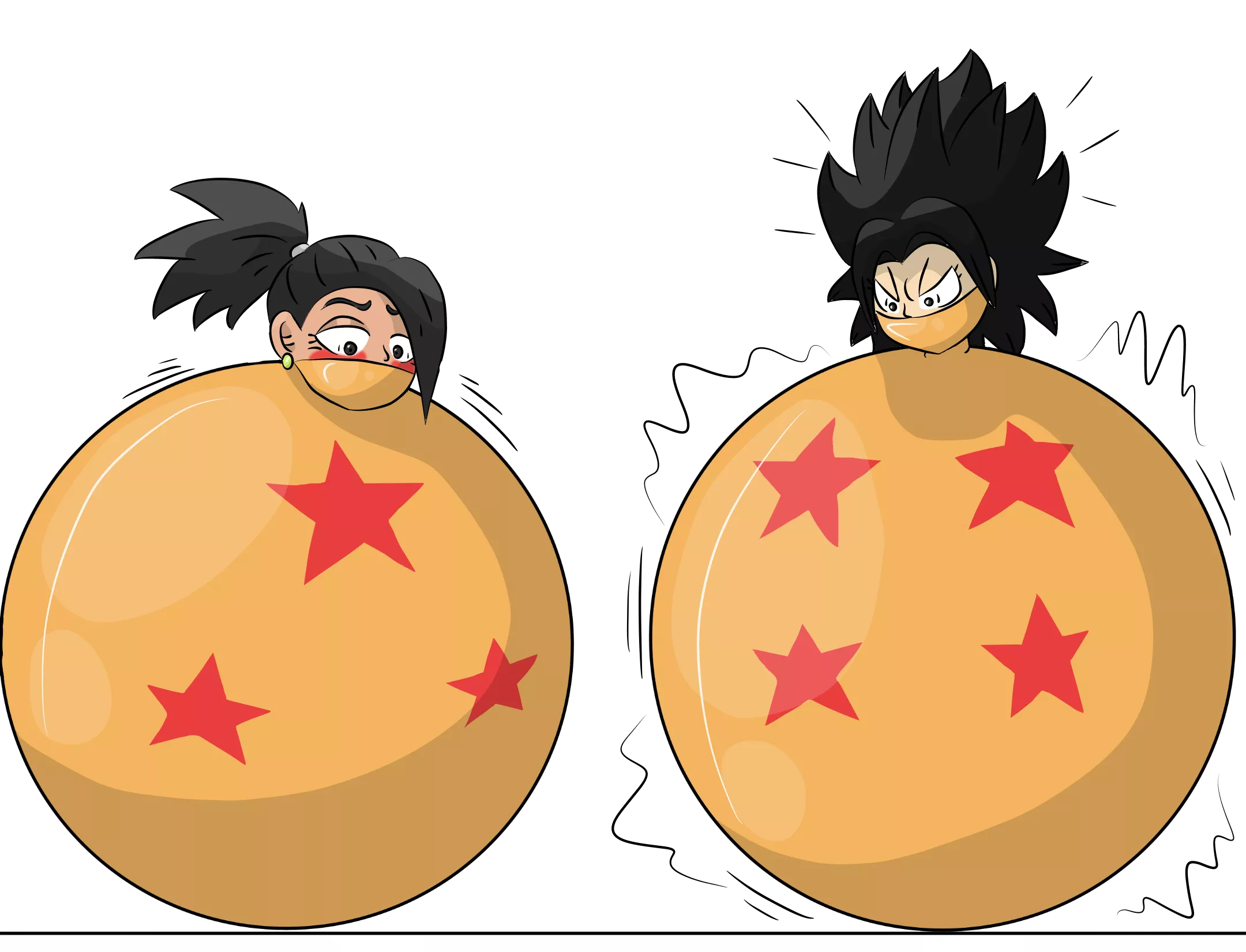 Kale and Caulifla ball bound in giant rubber dragon balls! Sooo sexy and cute all balled up like this! 🥰 Art by protoybonnie on deviantart! posted by Gagking1357