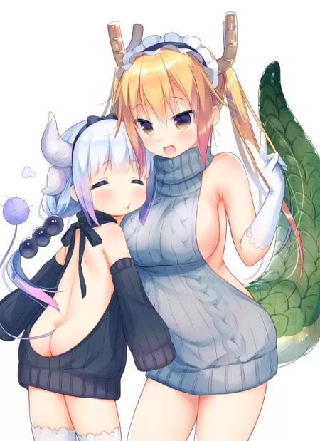 Kanna and Tohru (Miss Kobayashi's Dragon Maid) by Lalmatia