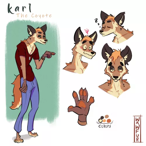 Karl, The Coyote! (Simple Char Ref Comm, Twitter/FA -> @wawfur) by Wes_Pines
