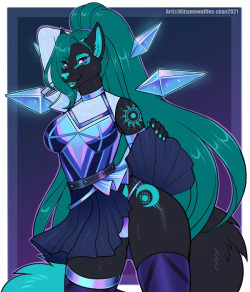 KDA Freya (Art by myself, Kitsunewaffles-chan on FA) by PinkCatBoss