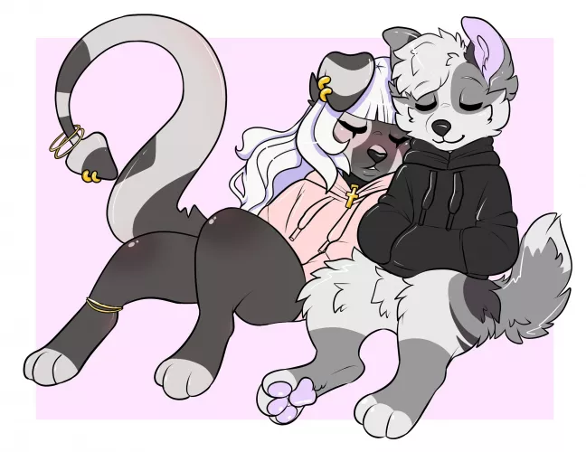 Keeping warm and cuddles (Artist: Apisdrawings) by Bigdogwoofy