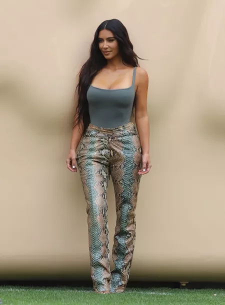 Kim hot in python leather pant by Rabbani_king_kohli