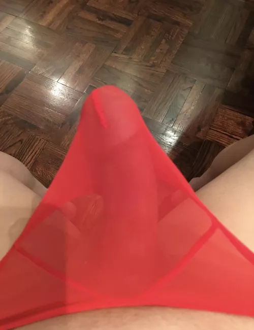 Kinky sheer red thongs by ClockChock