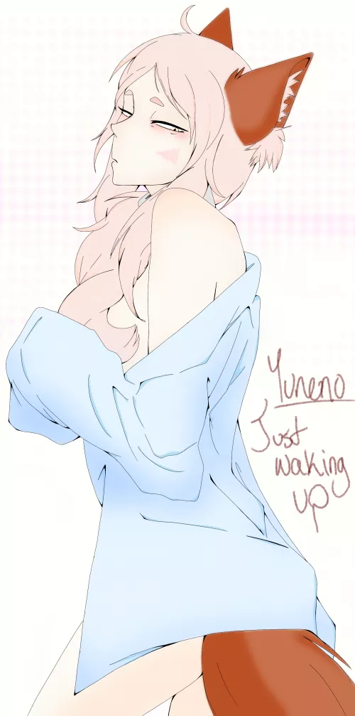 Kitsune OC just waking up (art by me) by howdyhoohowareyou