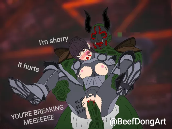 Knight becomes a toy for the Orcs by BeefDongArt