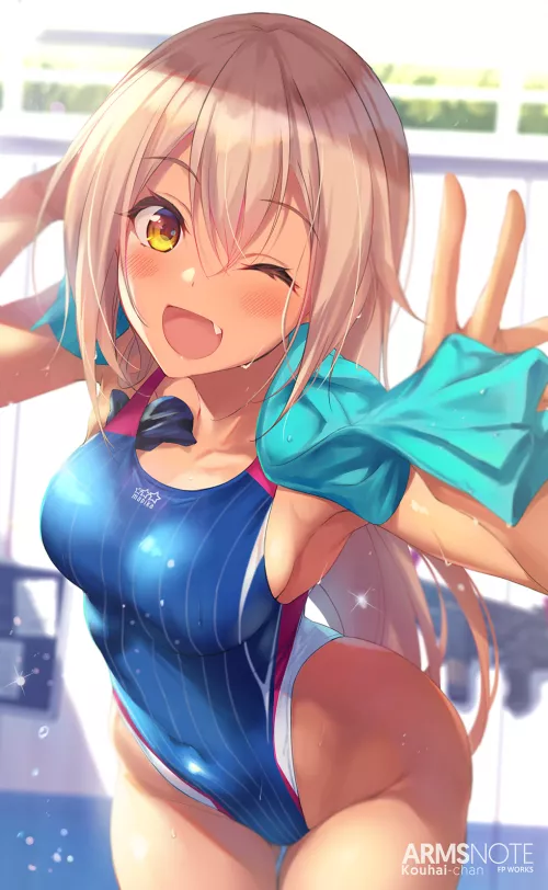 Kohai Shares Her Towel With You (Fukai Ryosuke) [Arms Note] by sequence_string