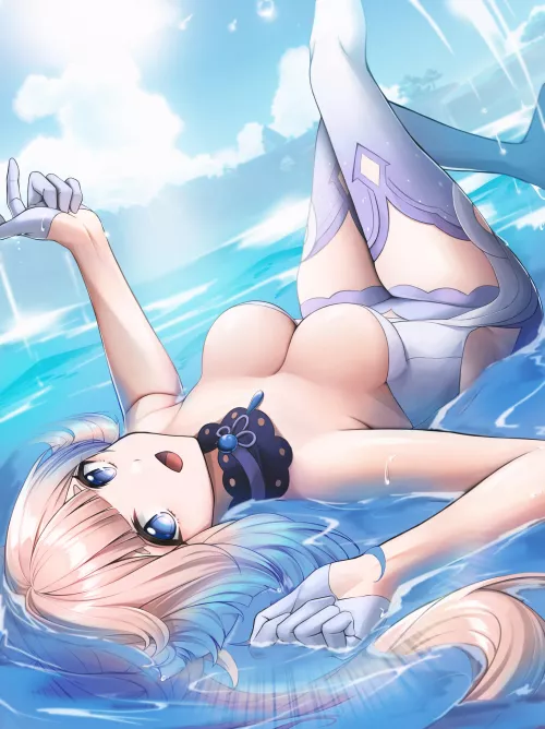 Kokomi Laying in the Water by Lewdeology