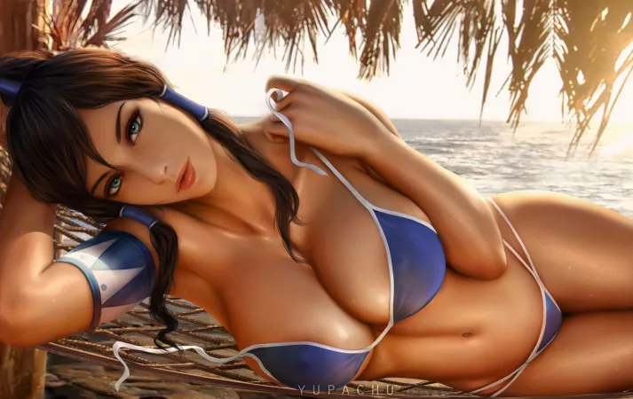 Korra at the beach (Yupachu) by definitelynotaiko