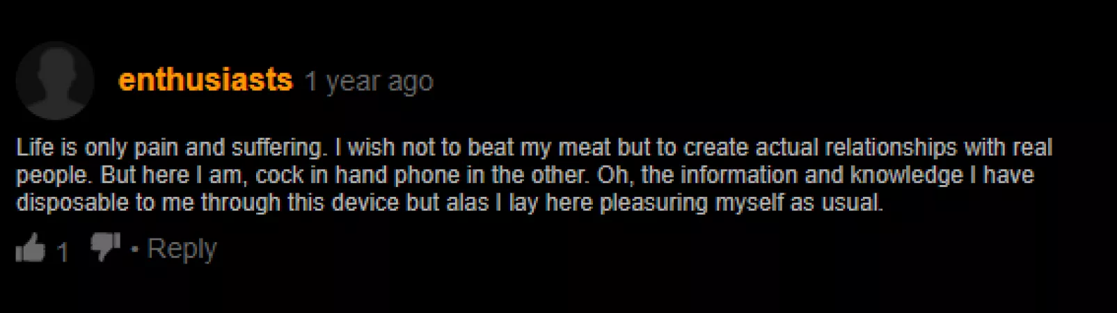 Ladies and gentlemen, I have discovered the modern day Socrates contemplating his life decisions by Fertility18