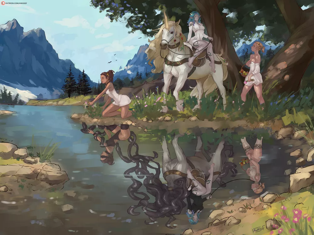 Lake Reflection by awasof (female) posted by Vxwolf1