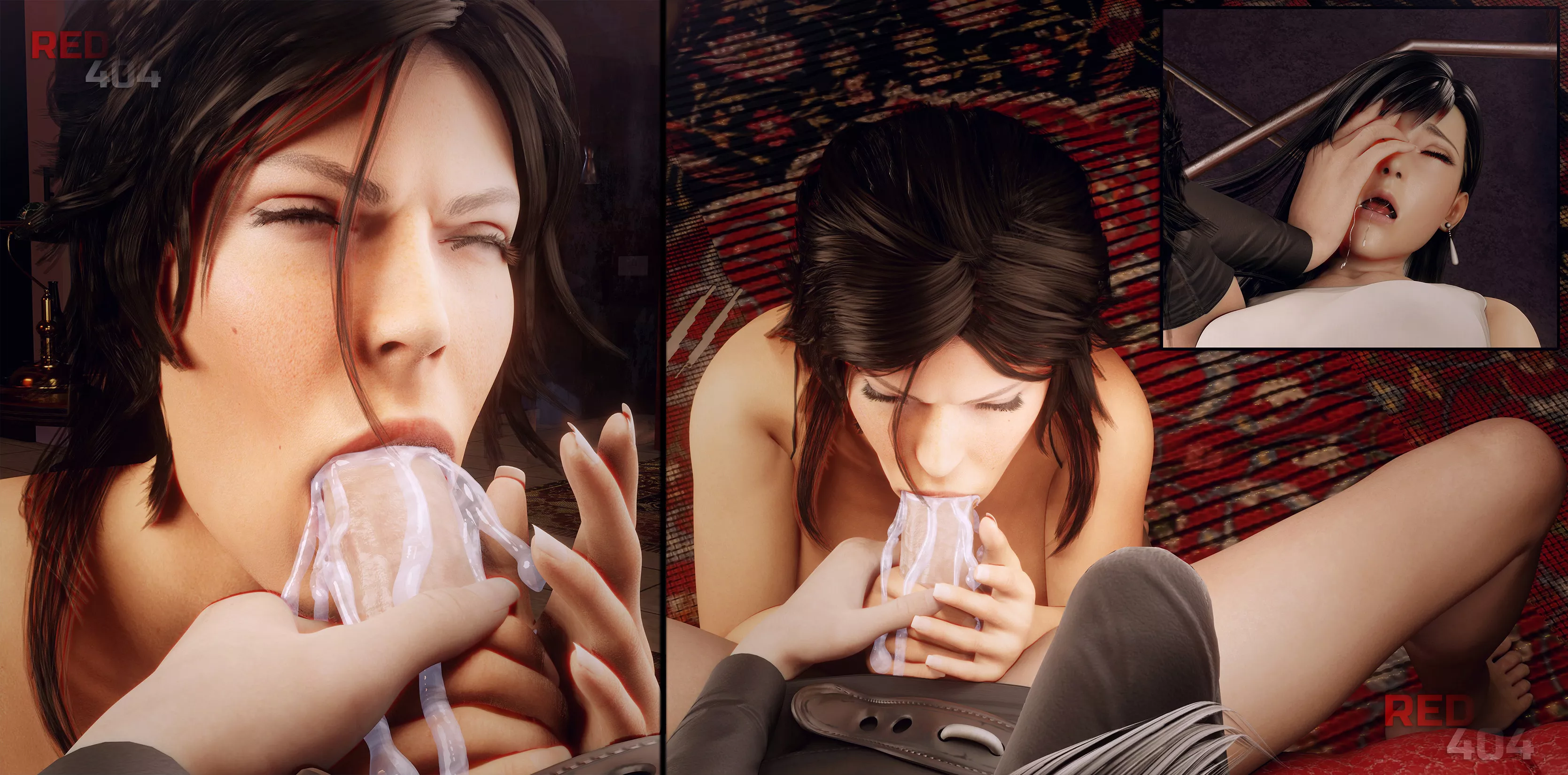 Lara Croft & Futa Tifa Lockhart (Red404) [Final Fanatsy 7 & Tomb Raider] posted by pouli-