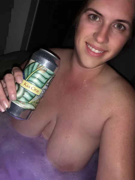 Last nights hot tub beer was a NEIPA by Spyglass out of NH. by Granitestaterxxx