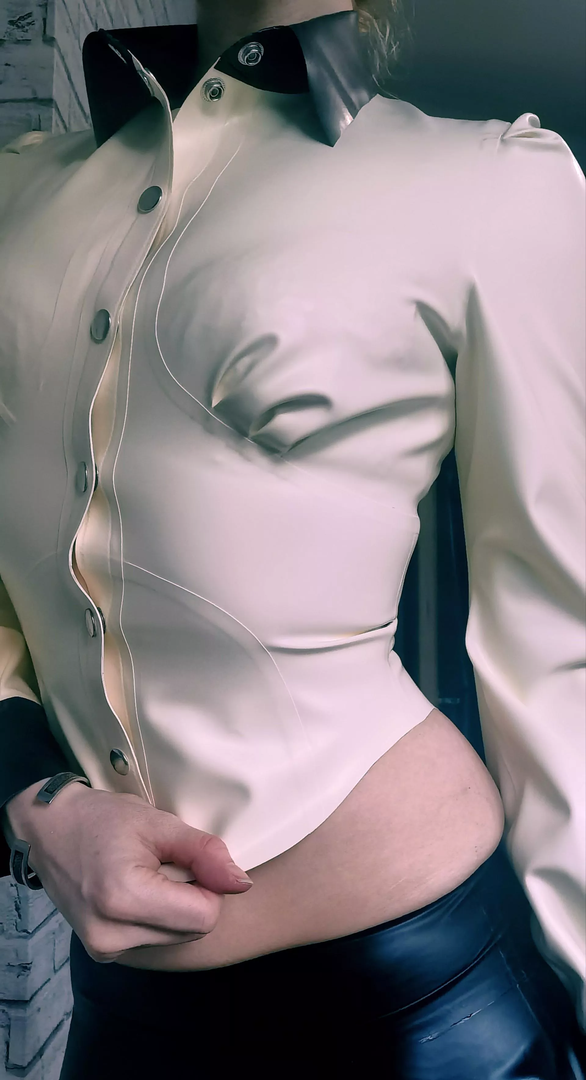 Latex blouse. Haven't polished it as I just wanted to finally try it on, 😍 (f) (oc) posted by baby69girl