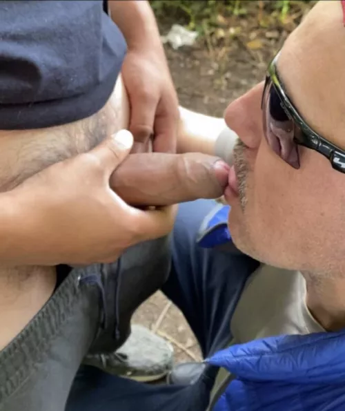 Latin dad enjoying my cock in the trails by Jackdude699