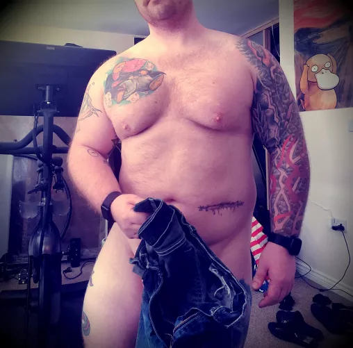 Laundry day. First time putting away 100% of my clothing. Going to be having a 60+ hour streak ahead of me. What is your longest streak without clothing? by oubizle