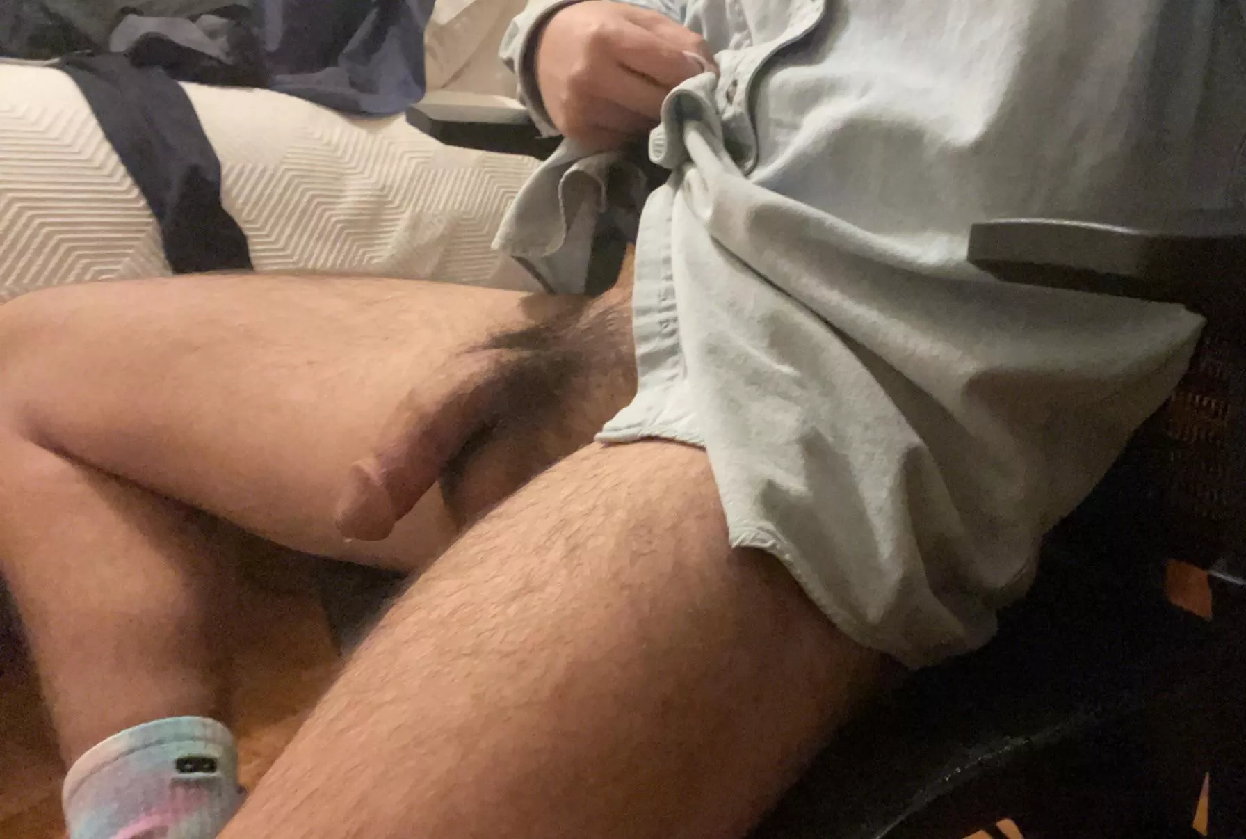 Leaking at my desk 💧 love working from home posted by jordanxx345