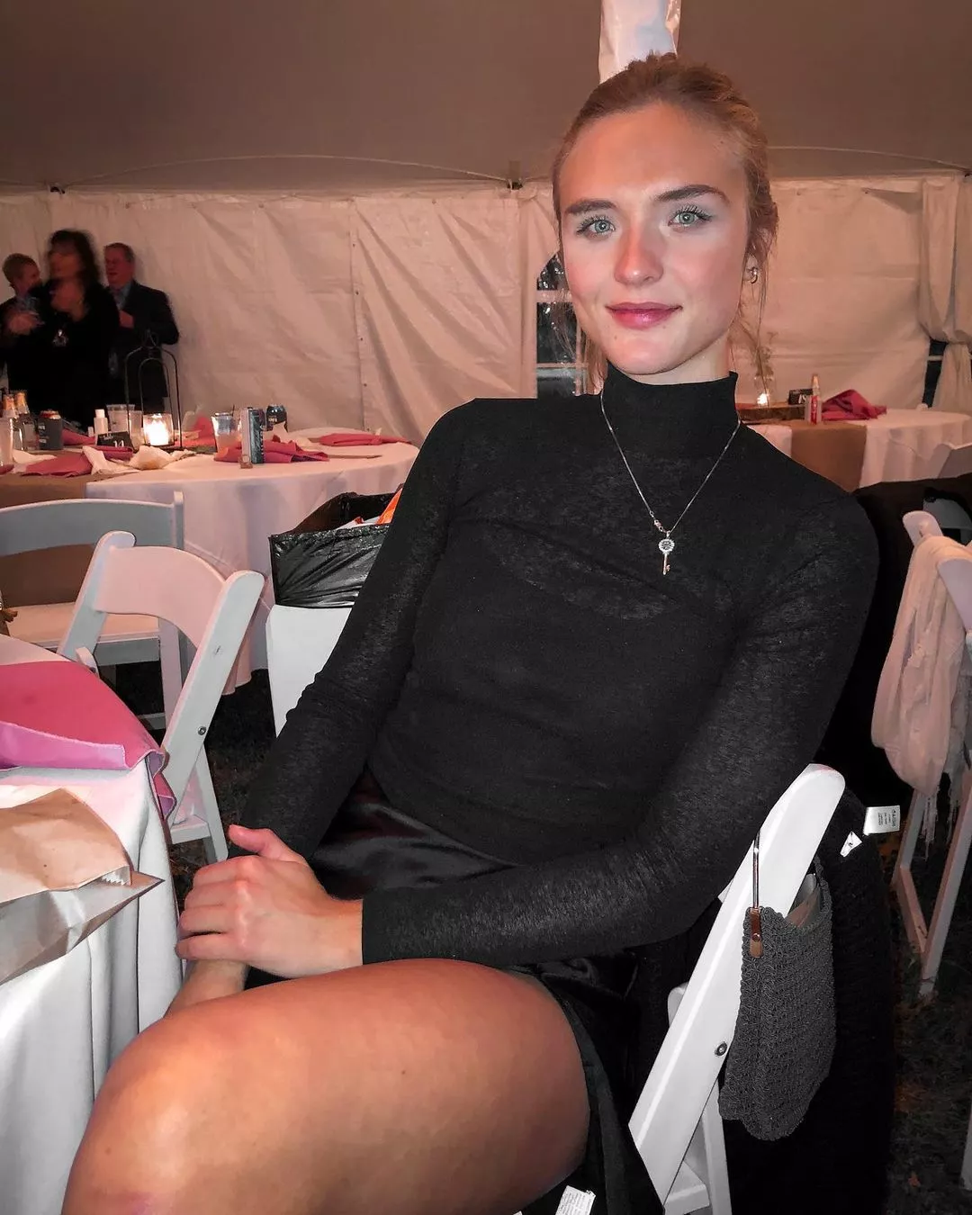 Leggy in a black dress at a wedding (10/20/20, IG) posted by bji787bji