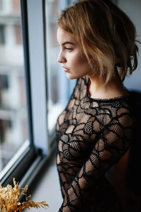 Lena Simonne in lace leotard by DlngoLex