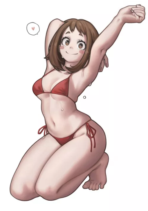[Lentiyay] Ochako's Red Bikini by OuroborousPanda