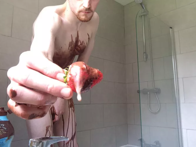 Let me feed you strawberries, chocolate, and ...cream 😏 by Mauve_Eagle