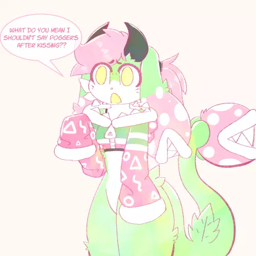 Let the plant say poggers (art by me) by Quackshley