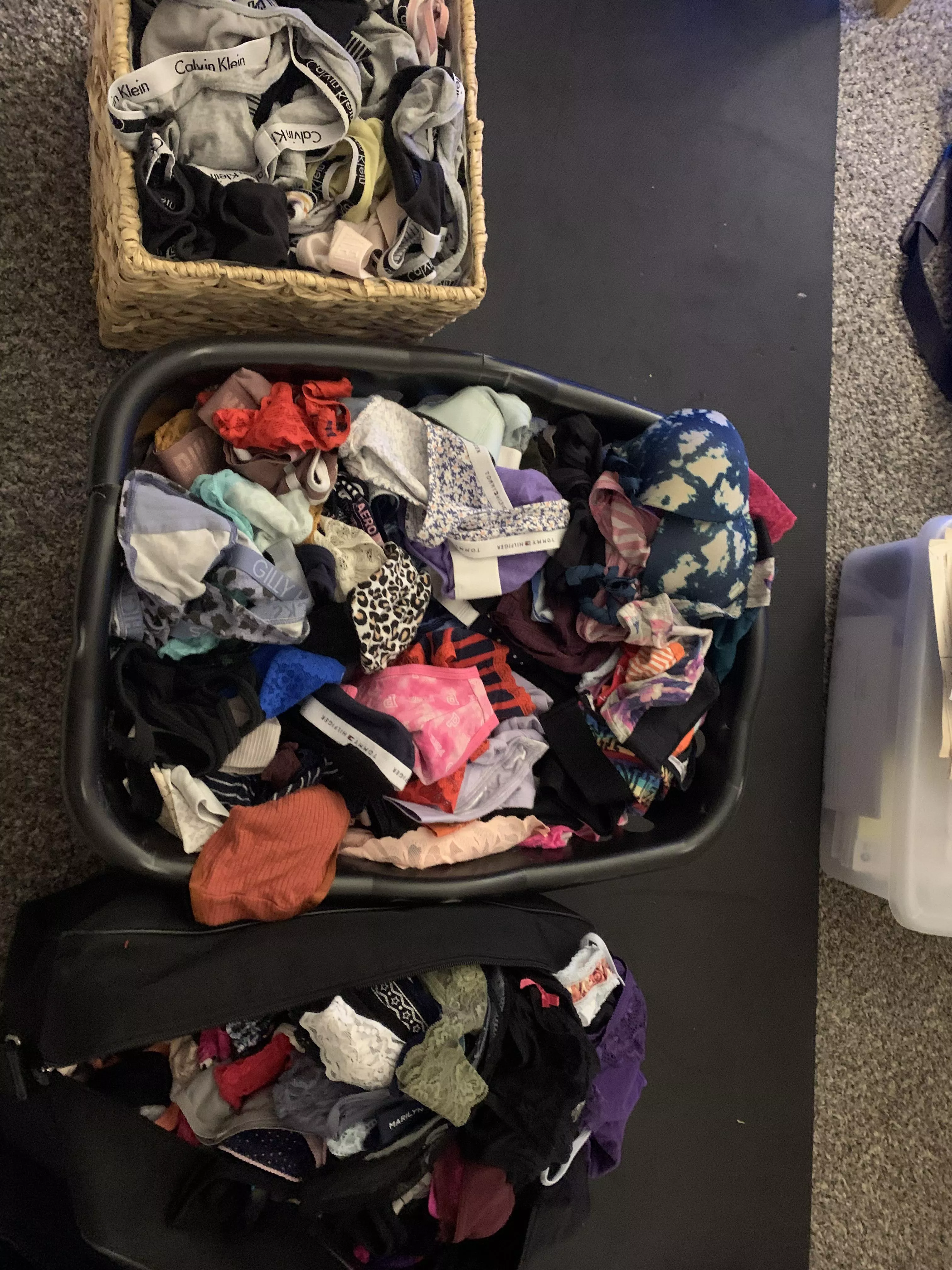 Let's play a game Comment a style of panty (red, lace, bikini) and I'll try to find one in my huge collection Get creative I have hundreds and I'll post pics. I only wear my Calvin's so if anyone is interested in buying I'm willing to send them posted by lockedinmae