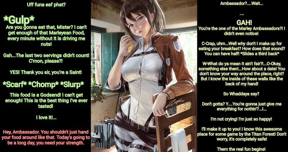 Lets Take a Trip to Paradise (AOT) (Plot, Wholesome, Allusion to Date, Gratitude, No Sex) (Part 4/?) by Hal-Bone