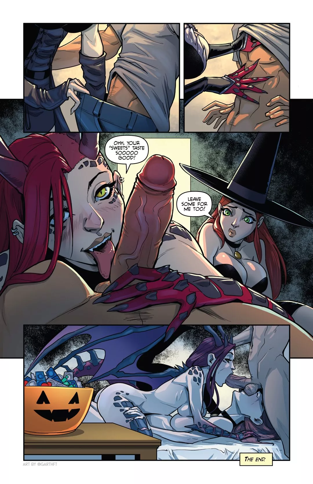 Lewd page of a Halloween comic of Elyzabeth and Emilia (GarthFT) [OC] posted by Icedragoner