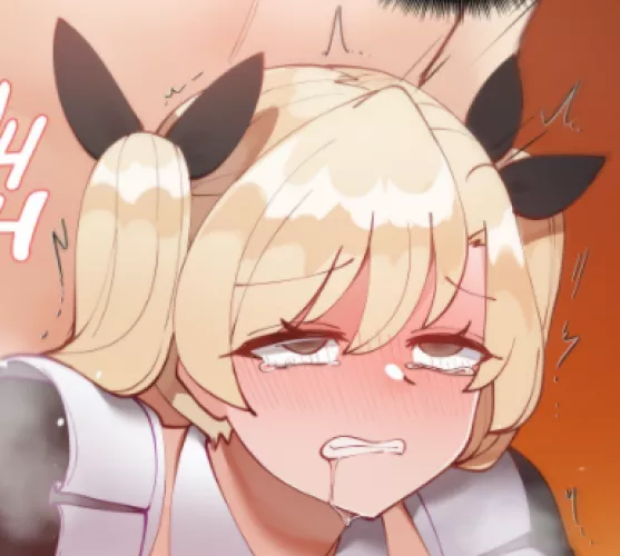 LF Color source: 1girl, ahegao, clenched teeth, twitching, drool, tears, blushing, blonde hair, twintails, black ribbon, maid outfit by cheshirextian