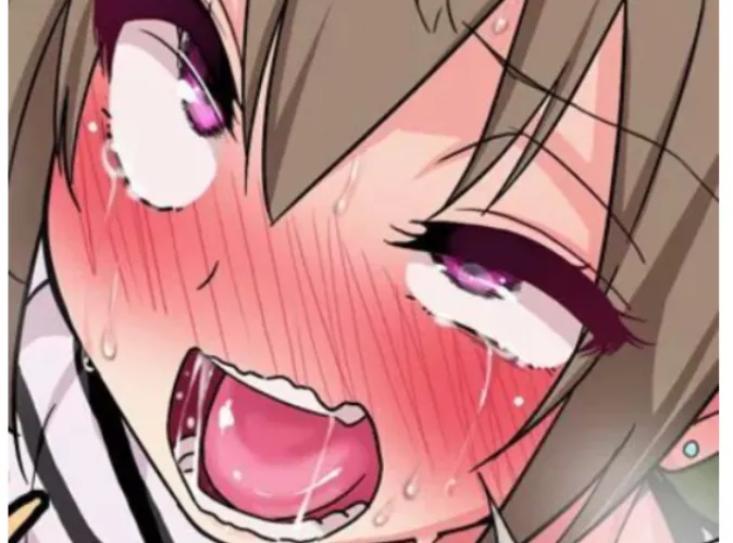 Lf color source: 1girl, ahegao, purple eyes, brown hair, tears. by gamagros3000