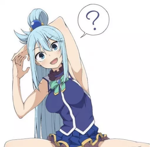 LF Color Source: 1girl, armpits, boobs, aqua, “?”, stretch, legs, feet, arms, hands, smile by skxttl