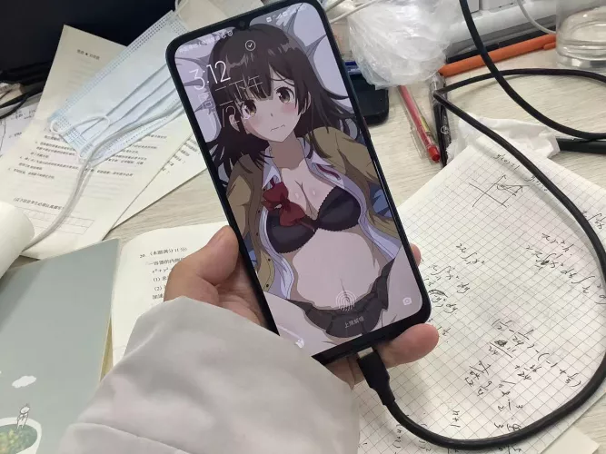 LF Color Source: 1girl, bangs, black bra, black skirt, blush, brown hair, cleavage, hazel eyes, irl picture, looking at viewer, math, open shirt, red bowtie, school uniform, smartphone/phoine, spread legs, undone bowtie, wavy mouth, yellow eyes by HentaiSource_Archive