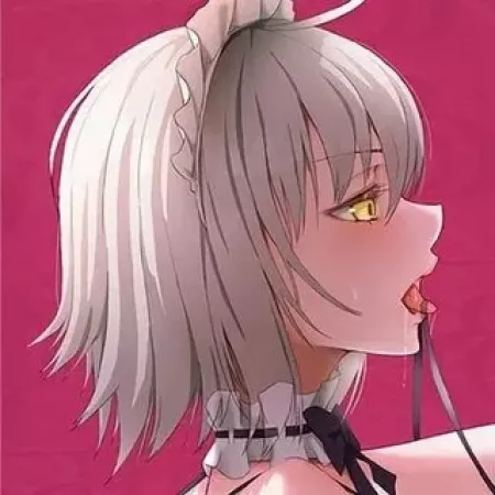 LF Color Source: 1girl, blonde hair, tongue out, maid headpiece, yellow eyes, ribbon by ll46s