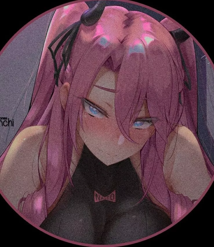 LF Color Source: 1girl, Blue Eyes, Clothed Paizuri, Horns, Pink Hair, Text on clothes, Twintails posted by Multijw