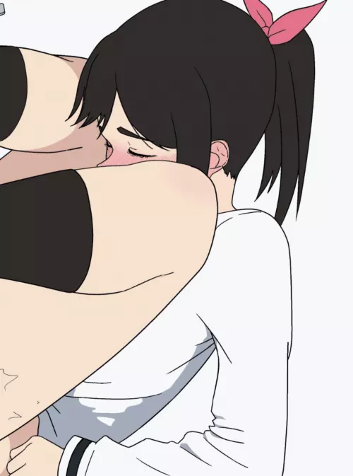 LF Color Source: 1girl, Blushing, Pink Ribbon, Black Hair, Stockings, Sex, White Shirt by ThunderWolfWyvern