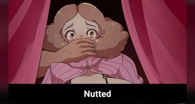 LF Color Source: 1girl, brown hair, brown eyes, scared, worries, blush, cupless bra, hand on mouth, curtains, pulled by another, ribbed sweater, sweater around neck, tears, “nutted” posted by Irriella