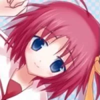 LF color source: 1girl, crop ,face, blue eyes, red hair, yellow ribbon, smiling, lying down posted by gmdragon