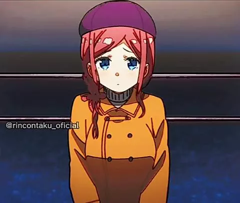 LF Color Source: 1girl, jacket, red hair, blue eyes, hat, large breasts, purple hat, yellow jacket, blush, looking at viewer posted by Next_Pomegranate_486