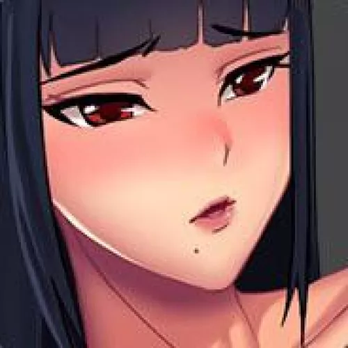 LF Color Source: 1girl, red eyes, black hair, mole, blushing, long hair, bangs by MochiMocherson