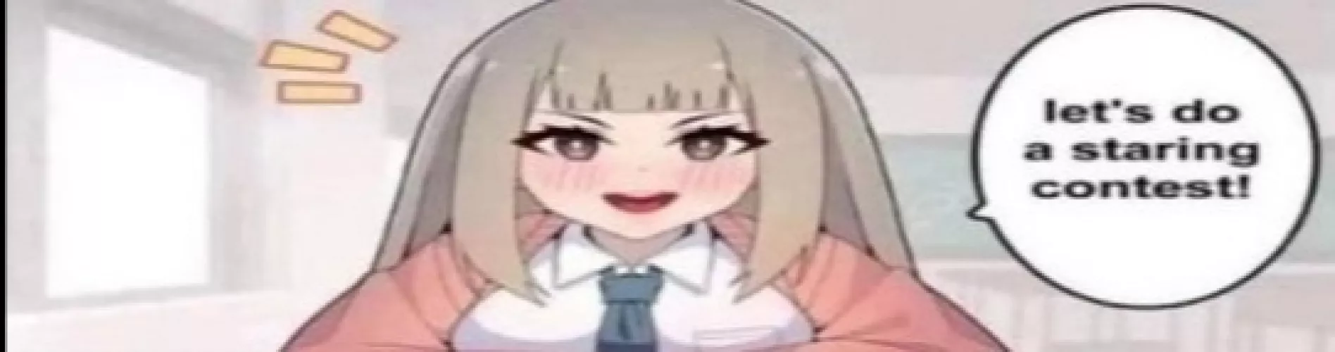 LF color source: 1girl, silver hair, blush, looking at viewer, school uniforme, large breasts, long hair, smile, open mouth, tongue, brown eyes, english text. by lucrysanory