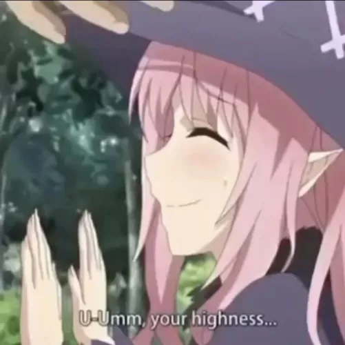 LF color source: 1girl, “U-Umm, your highness…”, Pink hair, elf ears, eyes closed, light blushing by STGH360