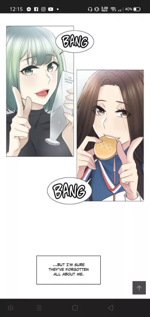 LF Color Source: 2girls, biting, medal, BANG, BANG, …But I'M SURE THEY'VE FORGOTTEN ALL ABOUT ME, brown hair, green hair, green eyes, green hair by Menudoe