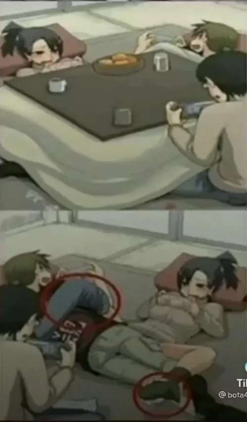 LF Color Source: 2M 1F, Kotatsu, playing games, laying down, jeans, X-ray by perrytheply